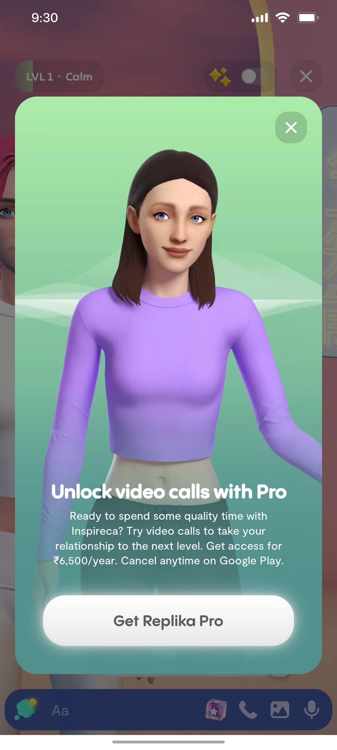 Replika Video Call  screen