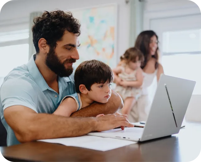 A rocket client explores financing options at the kitchen table