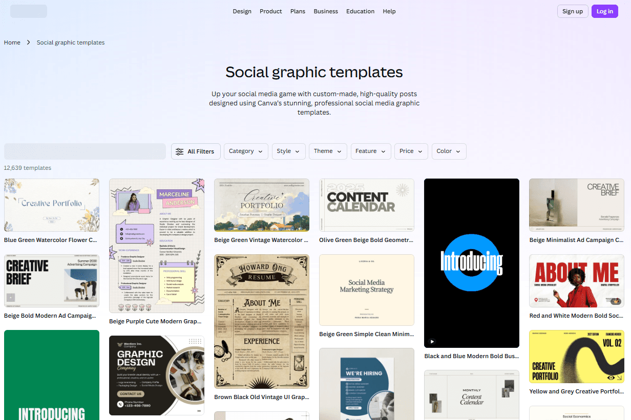 Canva landing pafge example