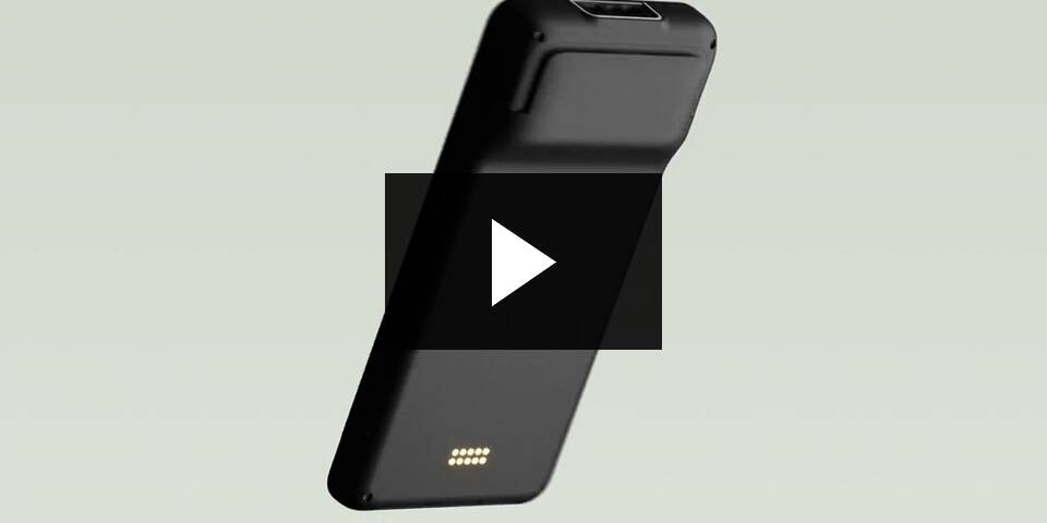 Video thumbnail showing the back of the Shopify POS Go mobile device