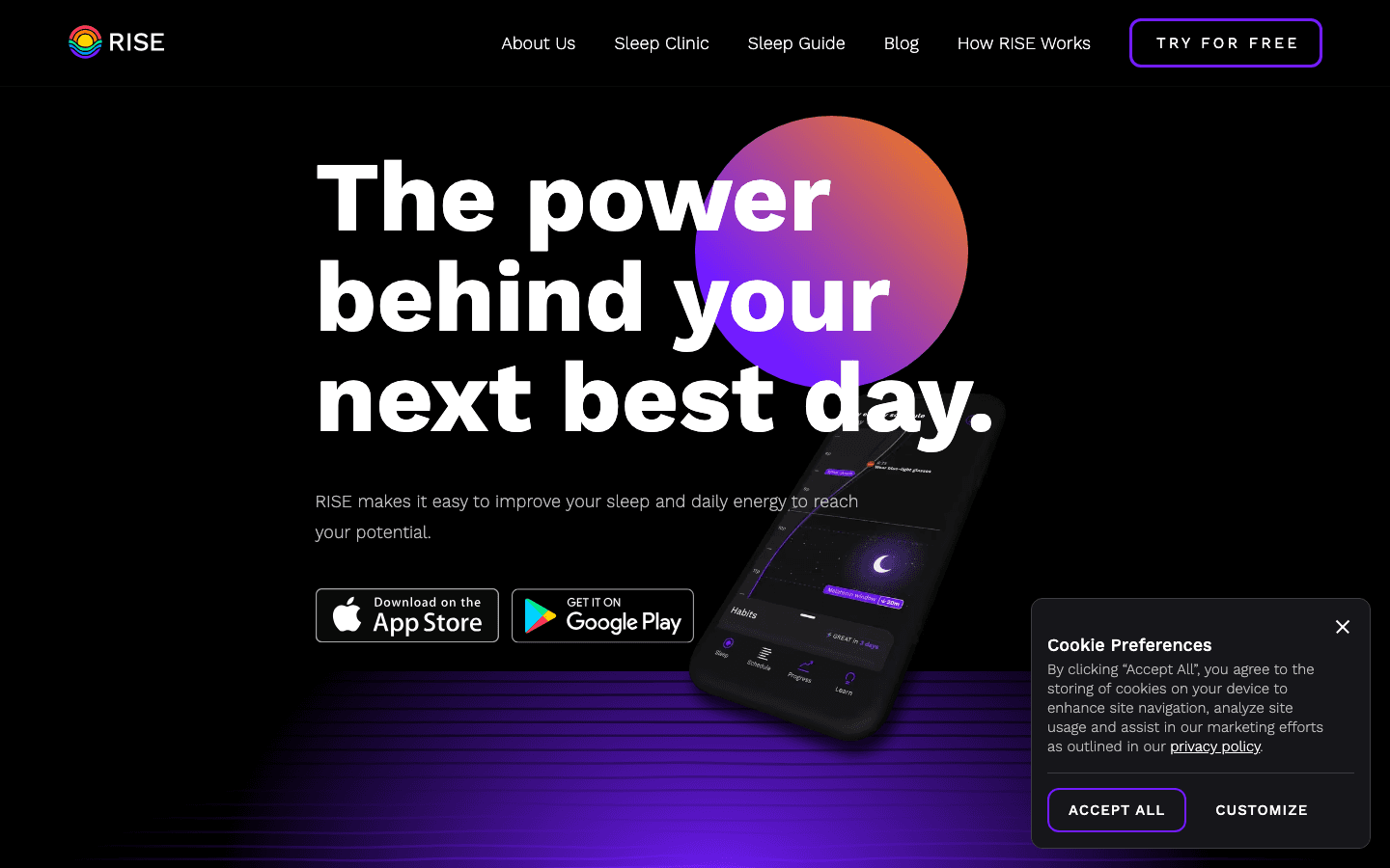 RISE sleep tracker app