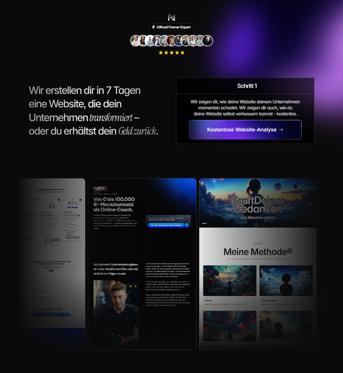 die hero-section der seite von blaq Nexus