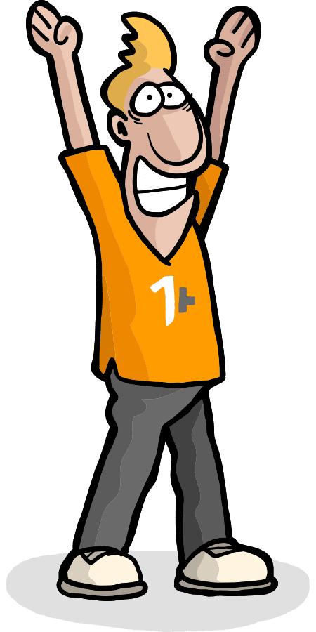 oneplus Maskottchen Arme gestreckt