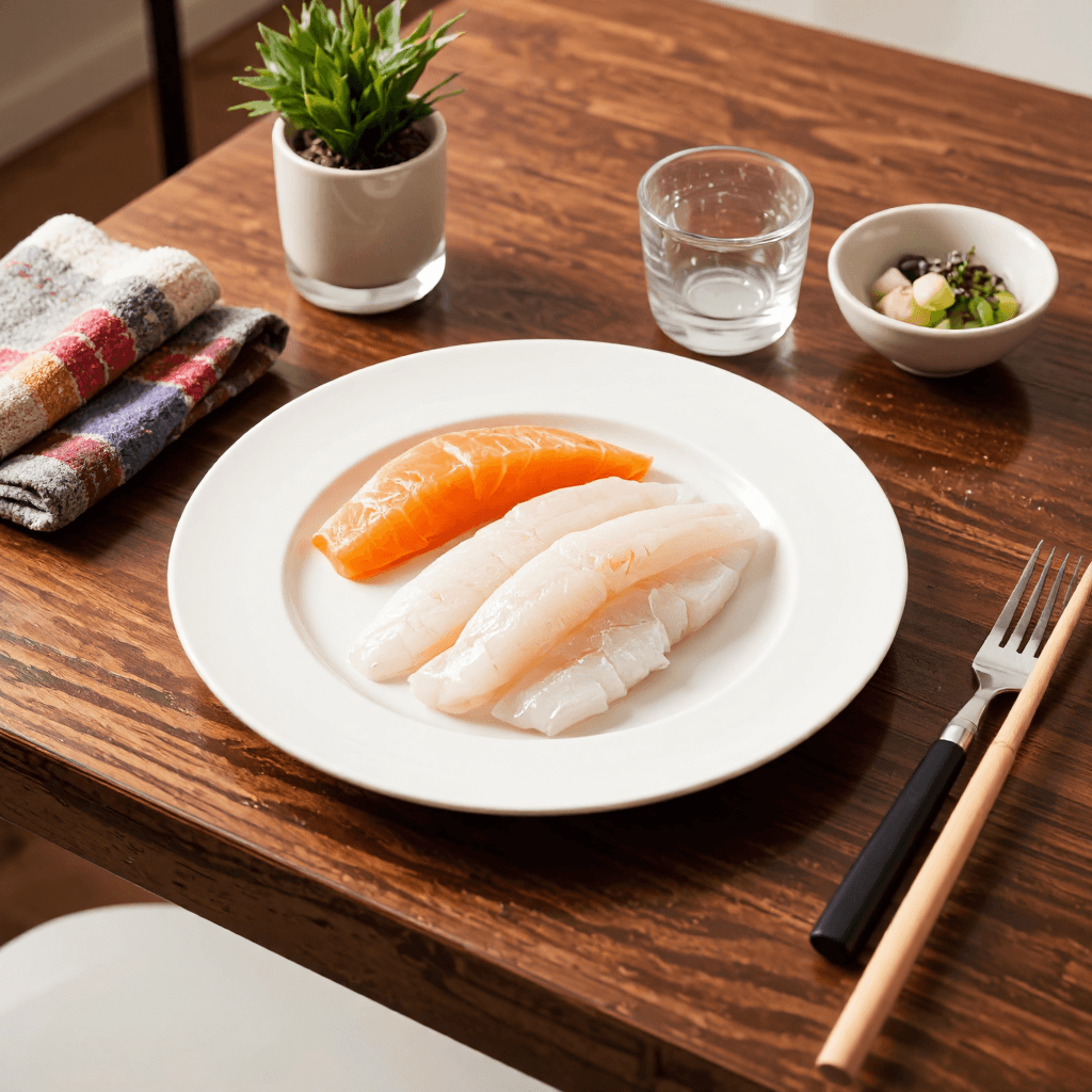 product photography of a plate of raw fish