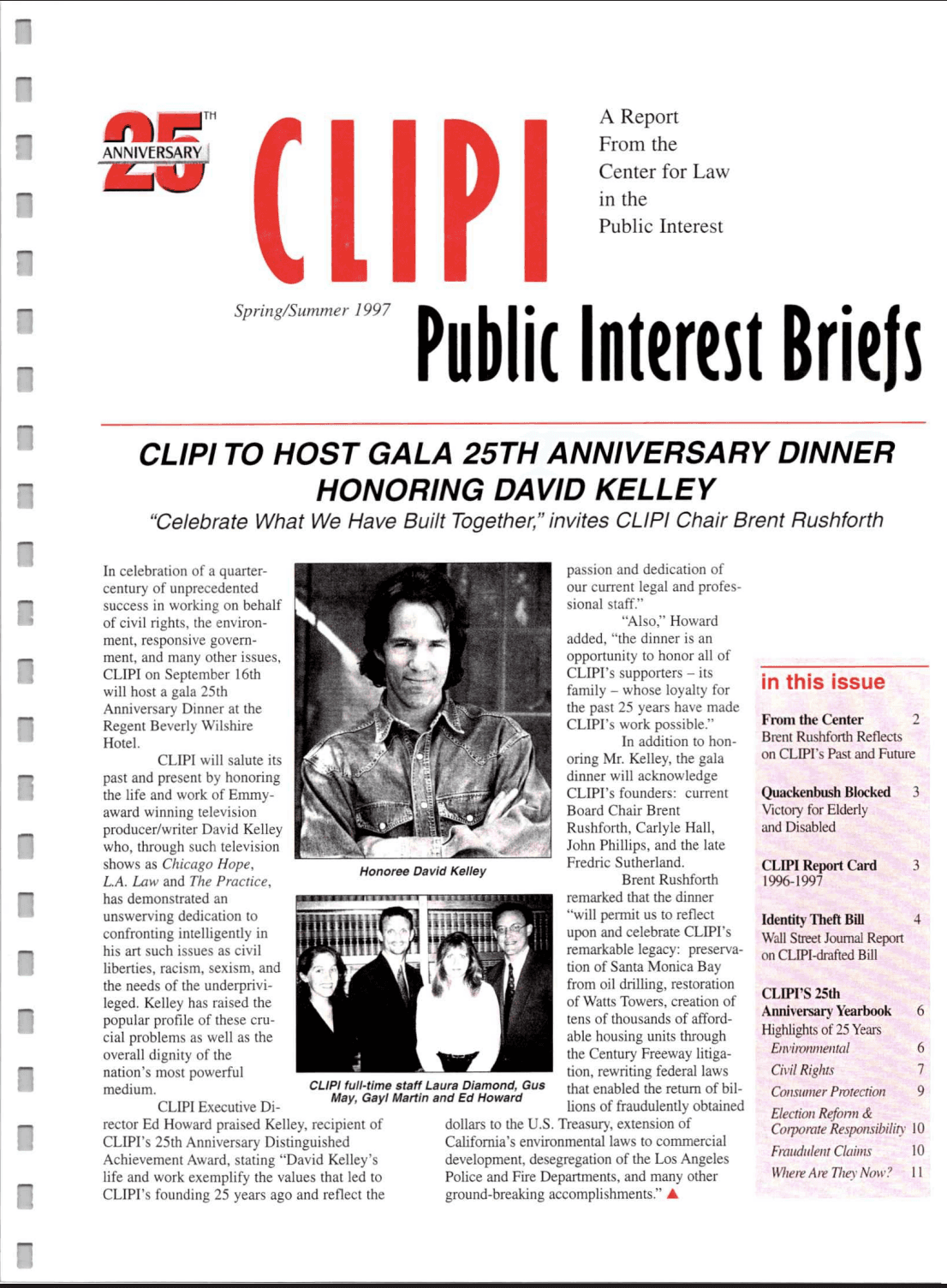 Cover of Center for Law In The Public Interest's Quarterly Report, Spring/Summer 1997 Edition Public Interest Briefs