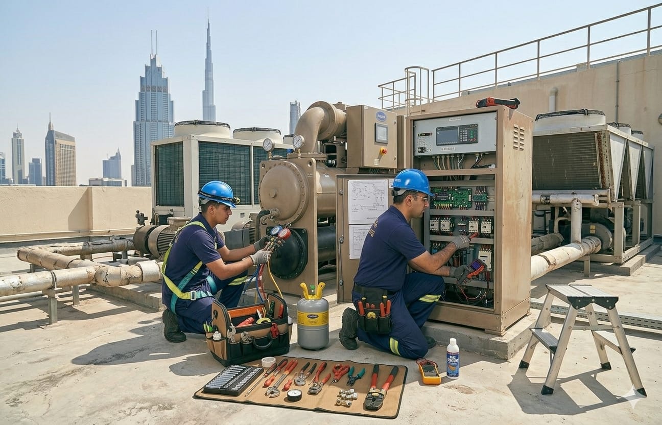 Electrician working on an electrical panel