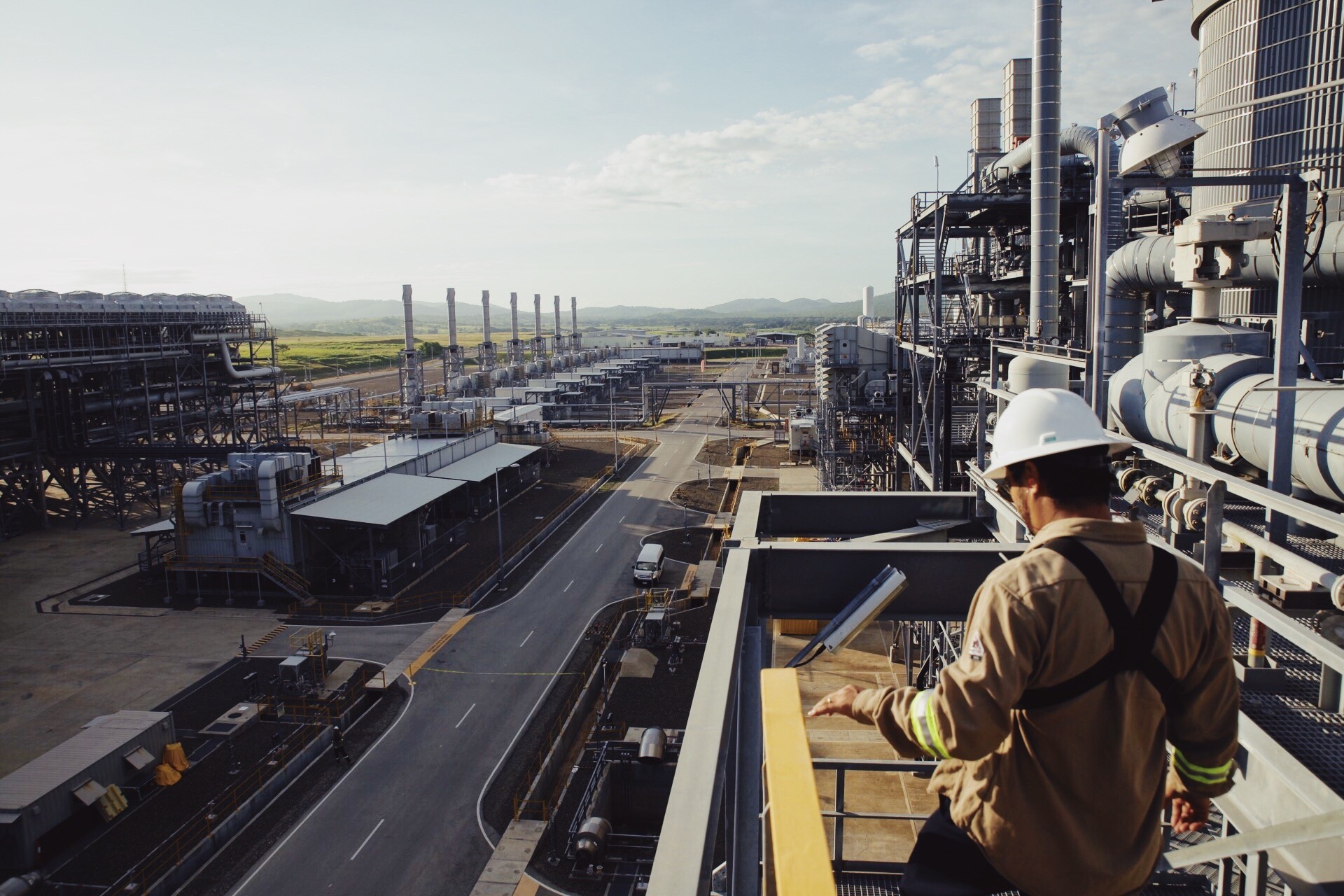 Overlooking a processing plant from the platforms