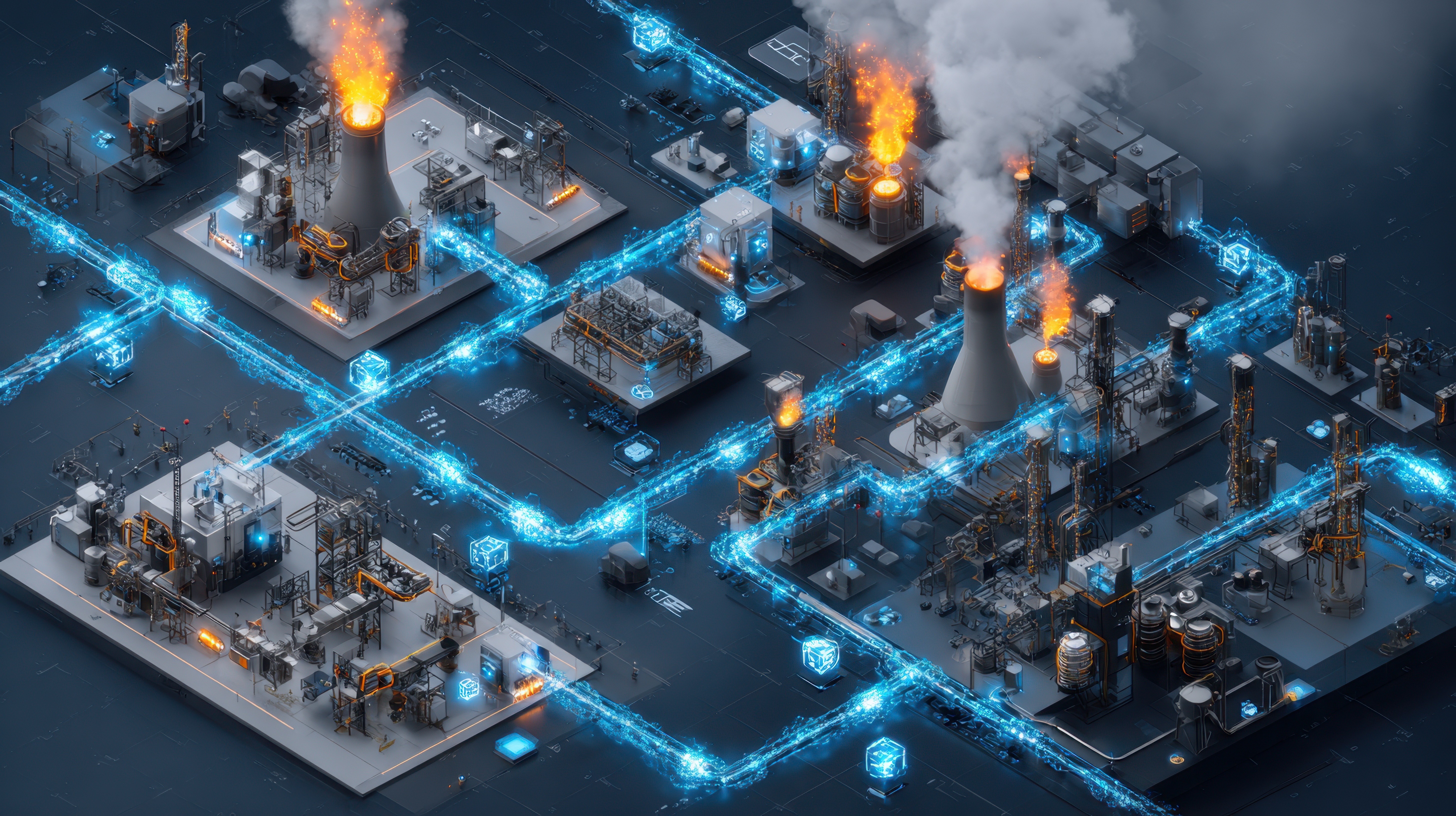 A man in a white lab coat working at a computer, viewing a 3D model on the screen in a laboratory or office setting.