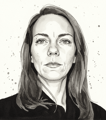 Profile ink drawing of Matilda