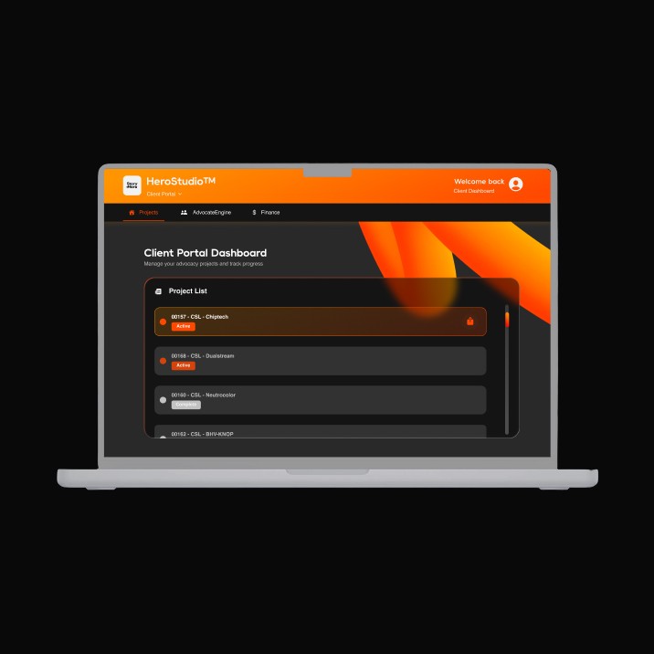 Hero Studio web design mockup