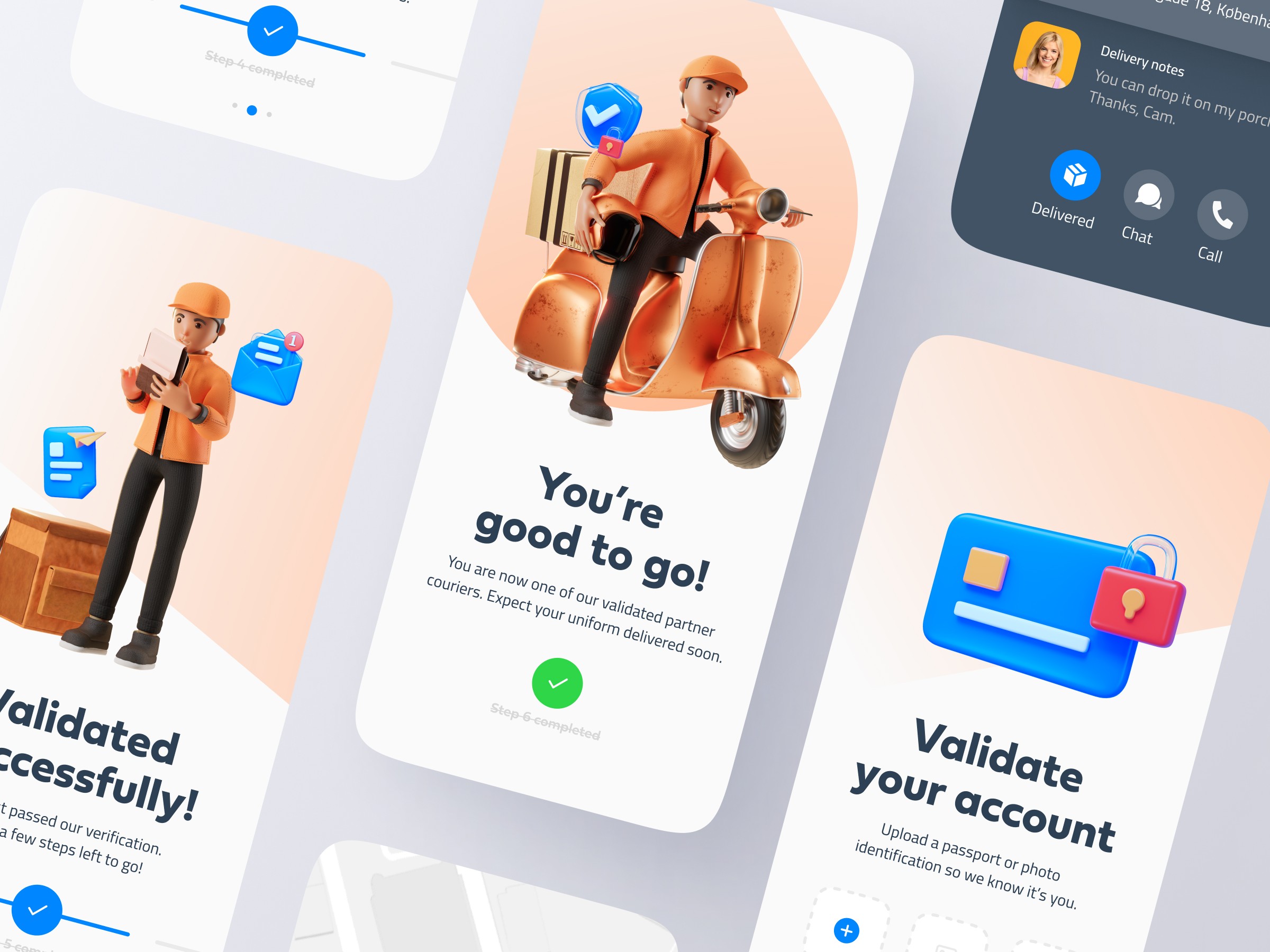 delivery onboarding mobile app ui ux for figma free freebie 3d icons