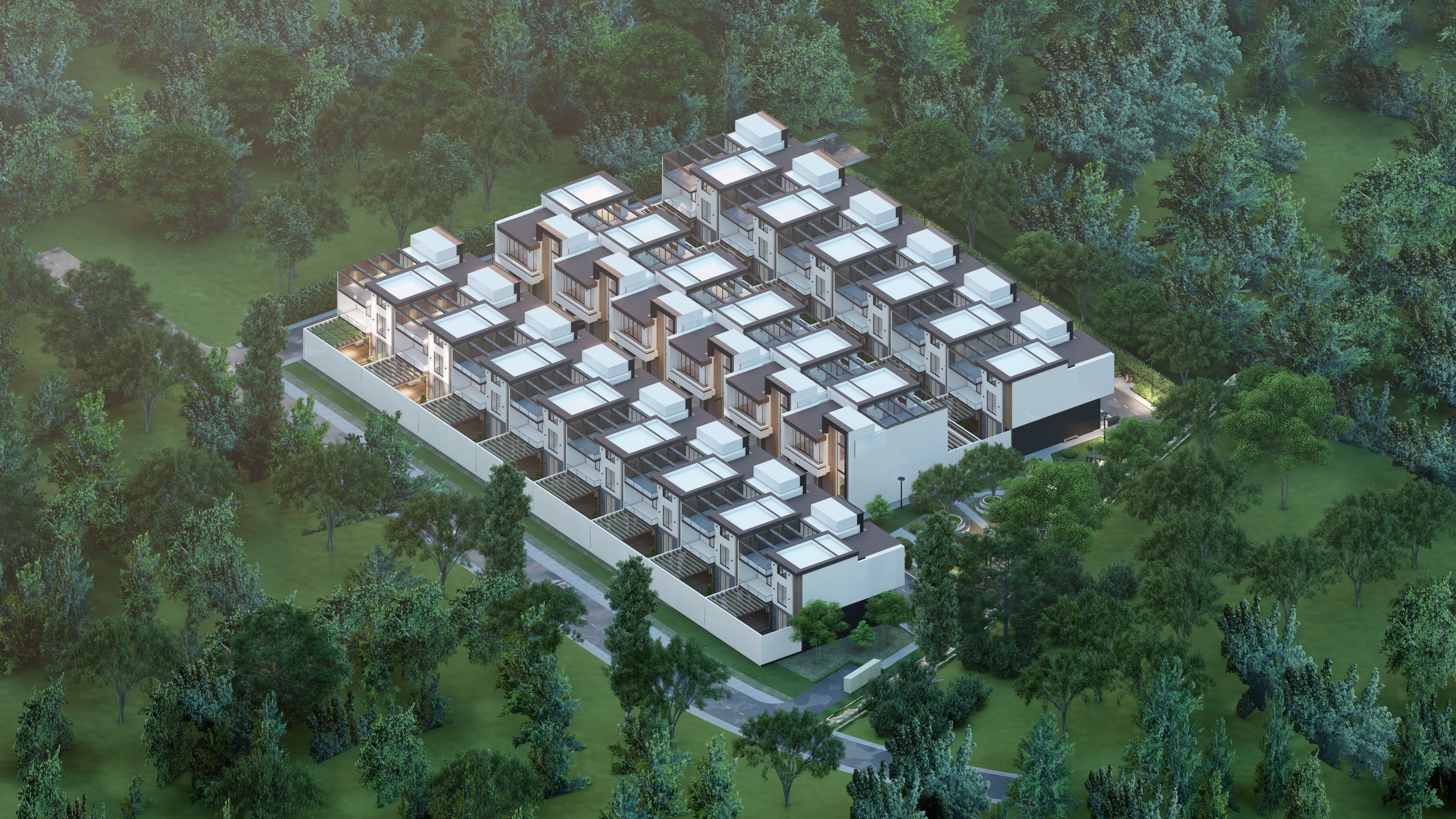 Архитектурный рендер коттеджного посёлка Дурмень