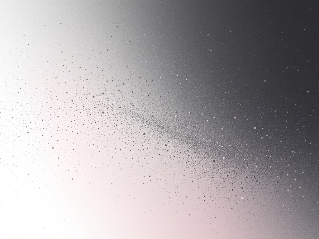 A white and gray background with a gradient of black dots