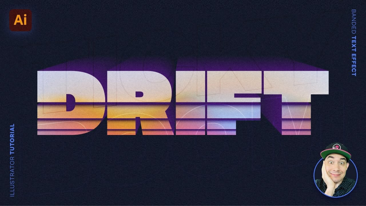 Text "DRIFT" in colorful gradient on a dark background, with a small figure on the right side.