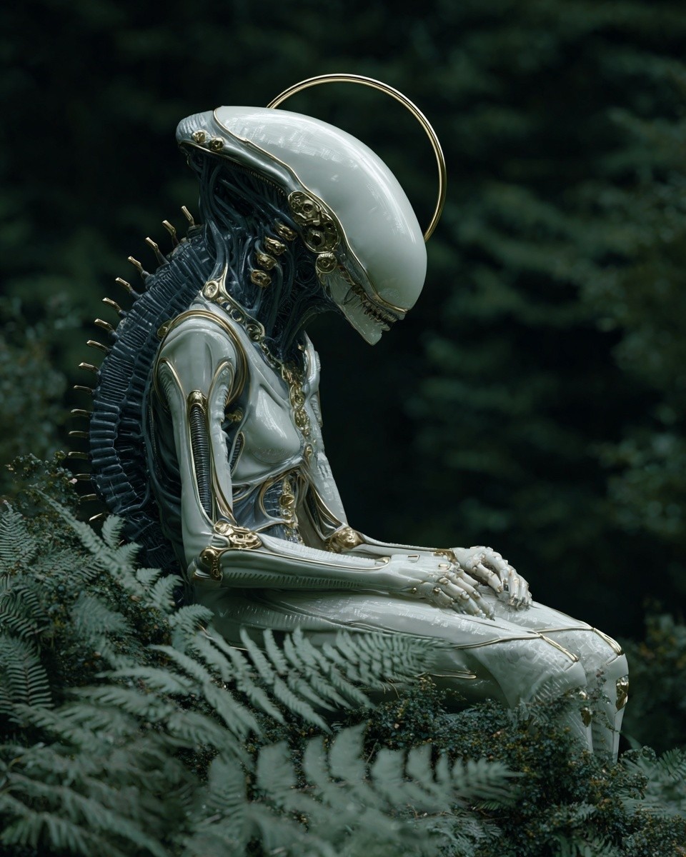 A lone astronaut sitting on a rocky surface, gazing at Earth from space.