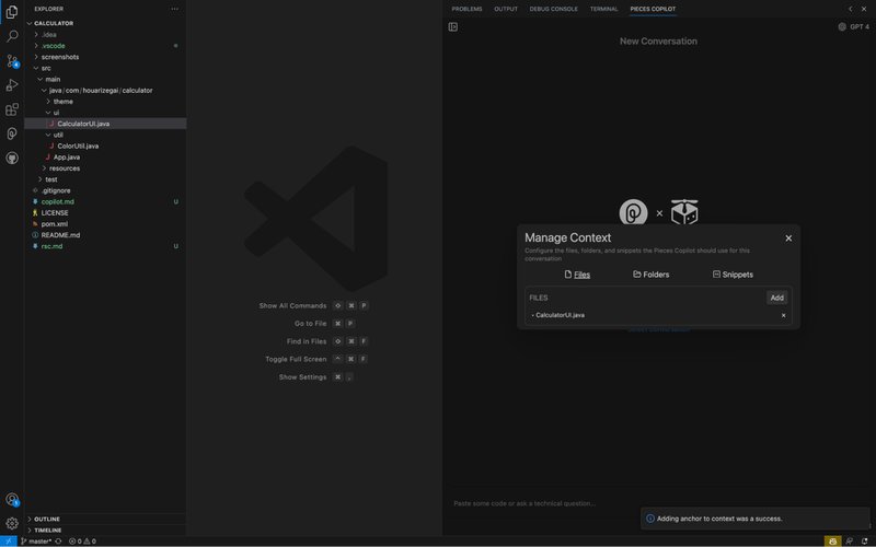 Managing the Copilot Context in Pieces for VS Code.