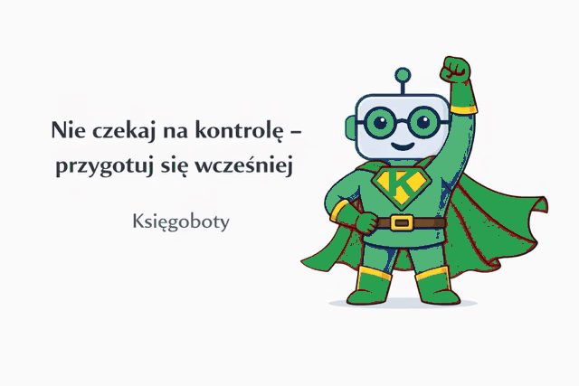Robot w stylu superbohatera zachęca do wcześniejszego przygotowania się na kontrolę.
