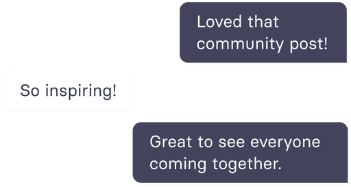 Real-time community chat interactions facilitated by tchop™, allowing users to engage and share inspiration instantly.