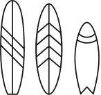A set of 3 surfboard icons of different styles