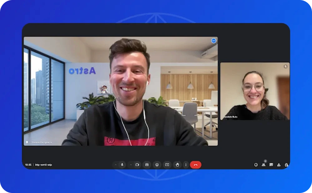 Screenshot van het Astro platform