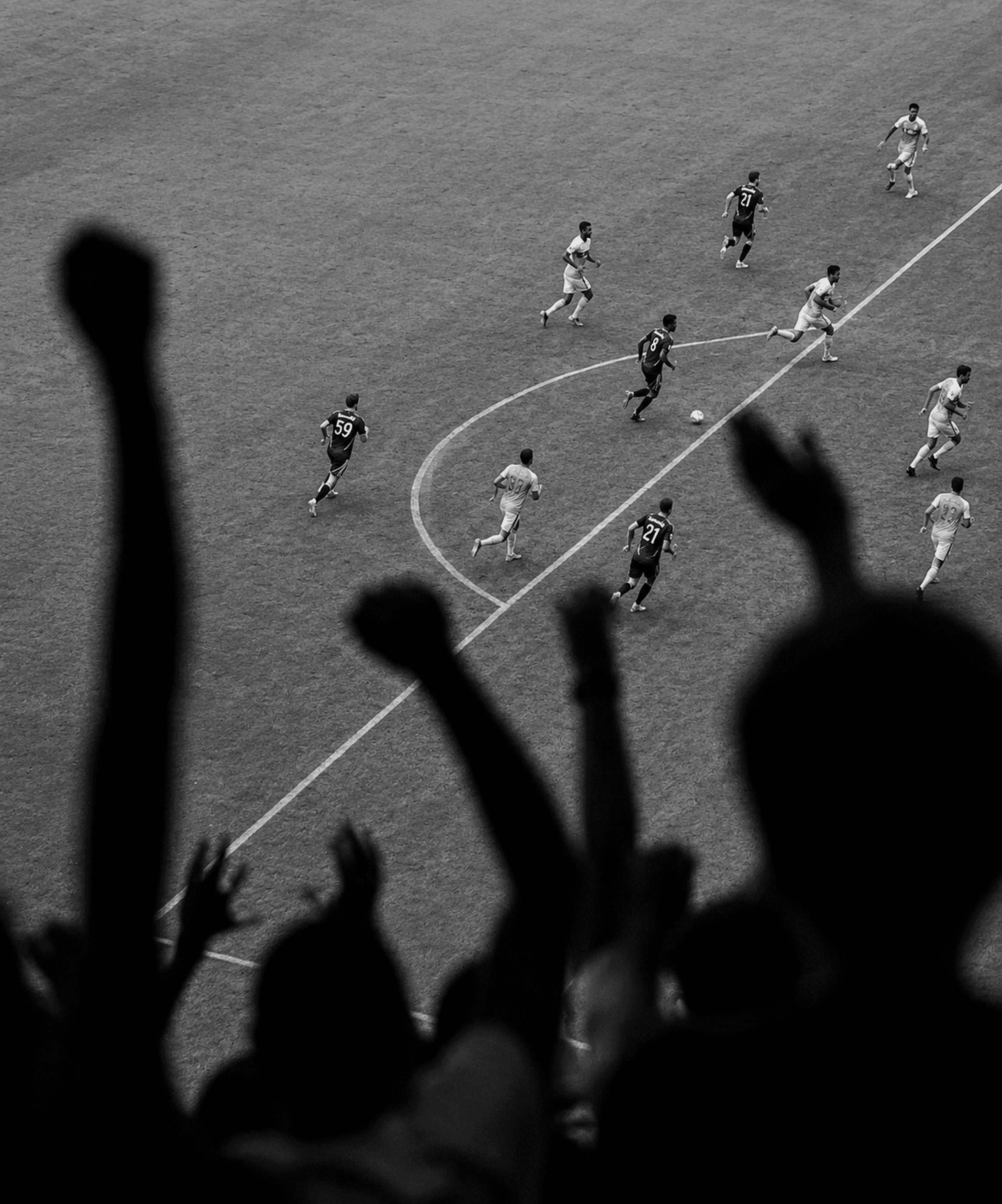 Football match viewed from the stands