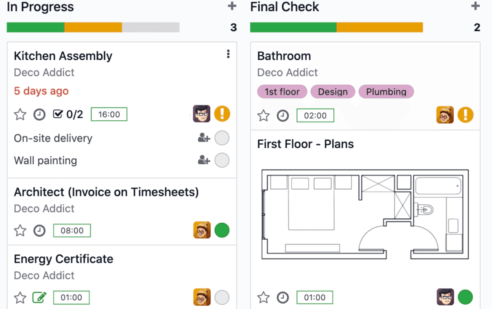 progress management in Odoo Project