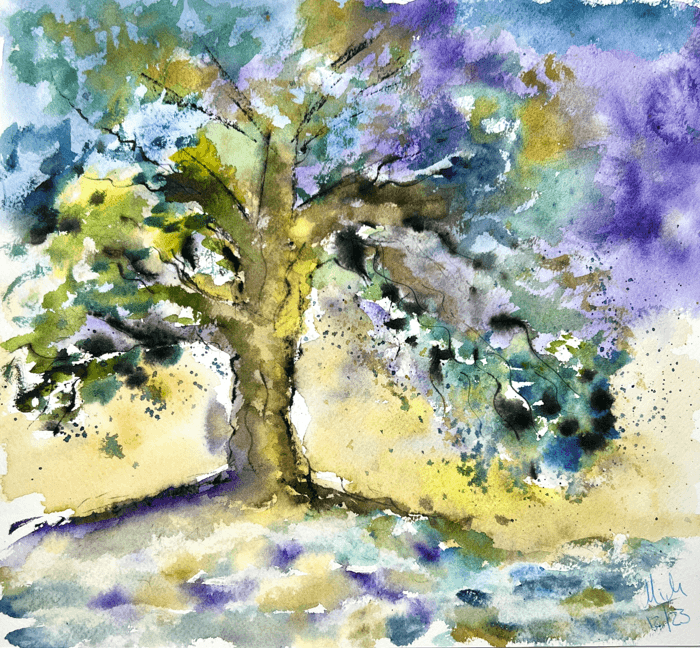 Tree Of Drama - 25/25cm - watercolour