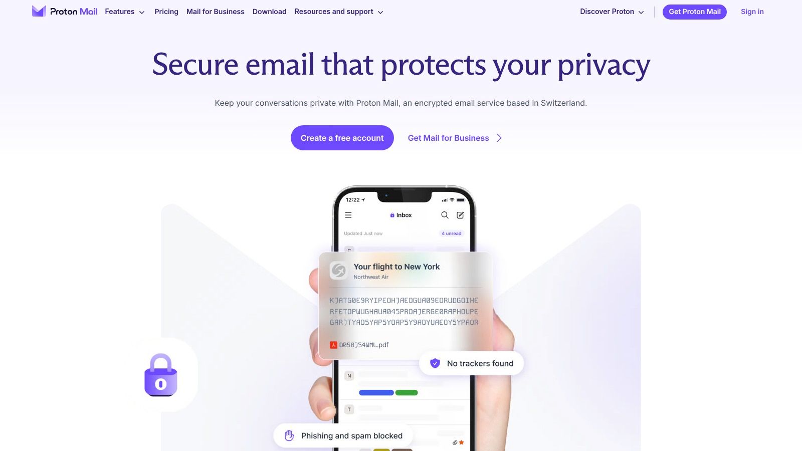 Proton Mail (desktop app) homepage screenshot