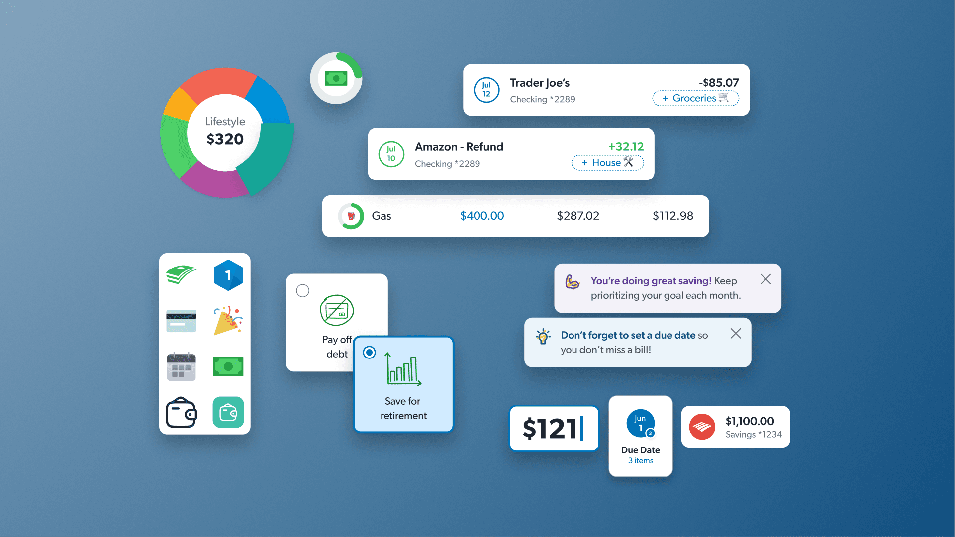 Design system components of the EveryDollar app experience.
