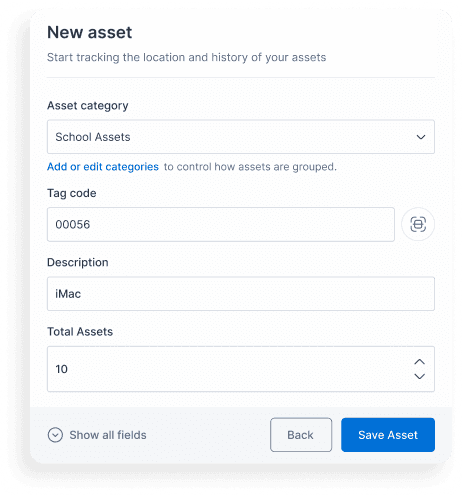 Add new asset - MapTrack