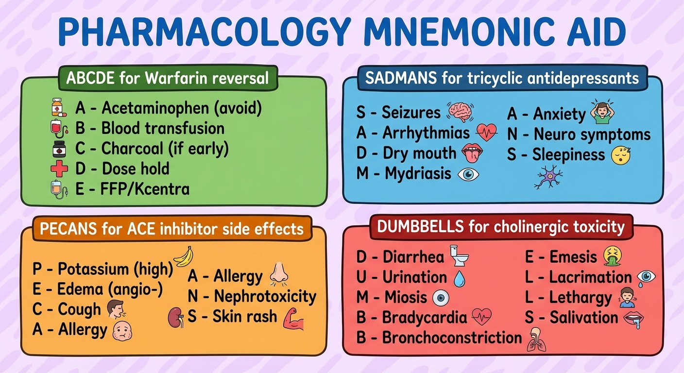 High-Yield Pharmacology Mnemonics for FMGE