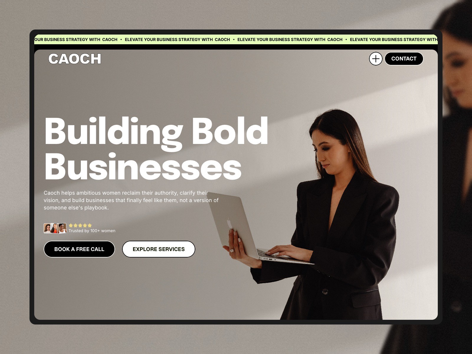 Caoch business coach website hero section preview