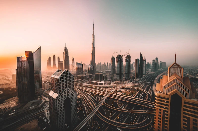 Modern architectural skyline in Dubai representing UAE-wide social media advertising coverage