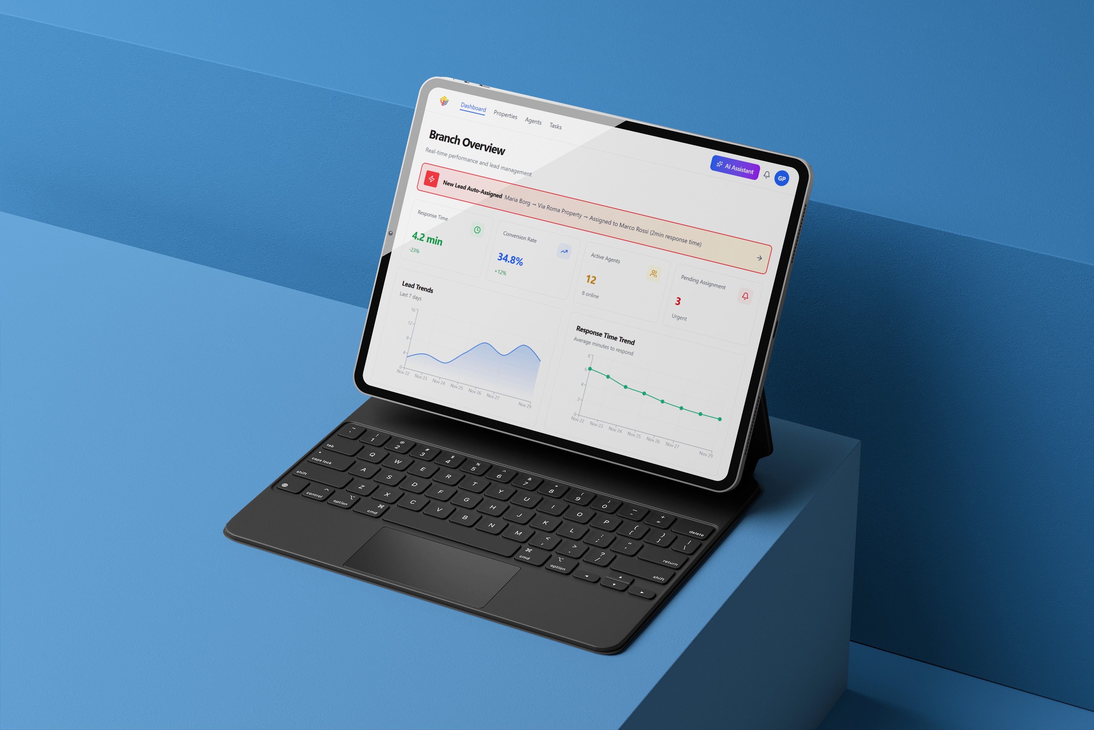 A mockup of Freelio's web app
