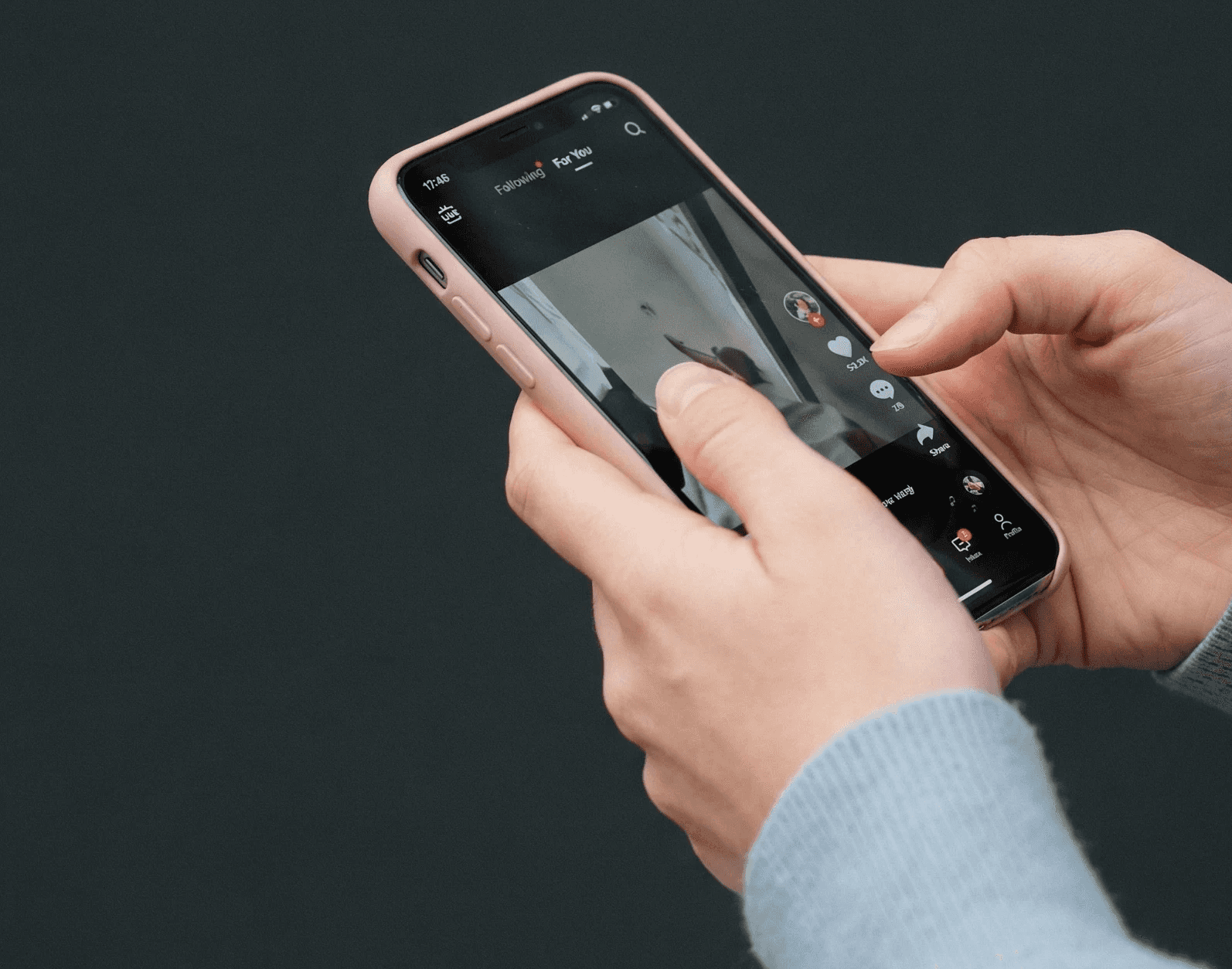 Closeup photo of hands holding smartphone
