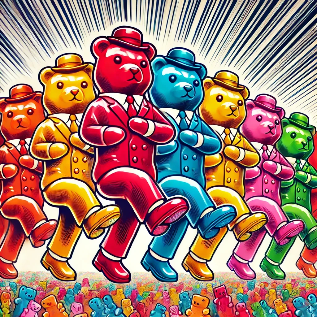 The dancing gummy bears of the Gummy Bear Brigade