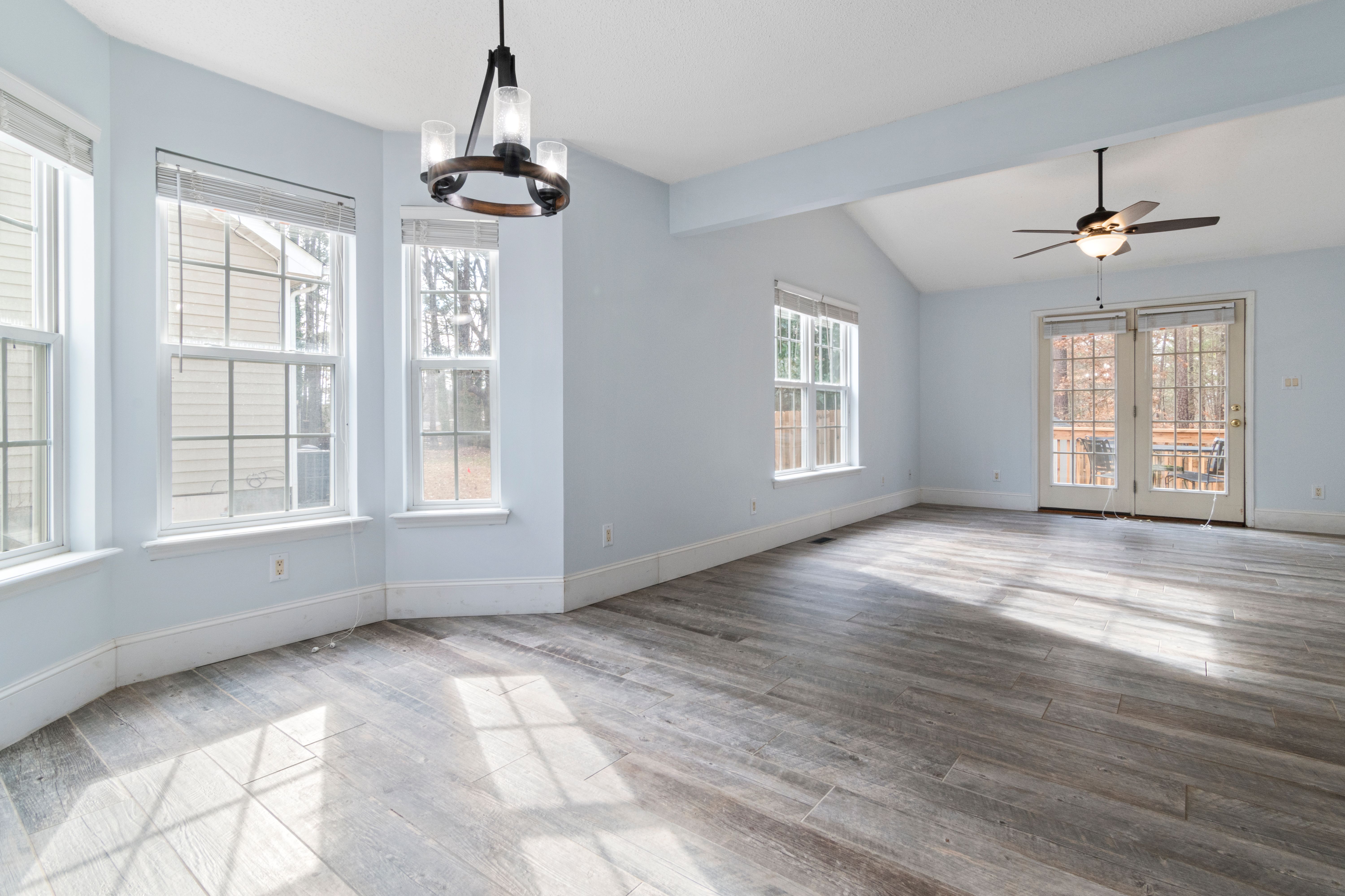 Flooring samples presented during a shop-at-home appointment