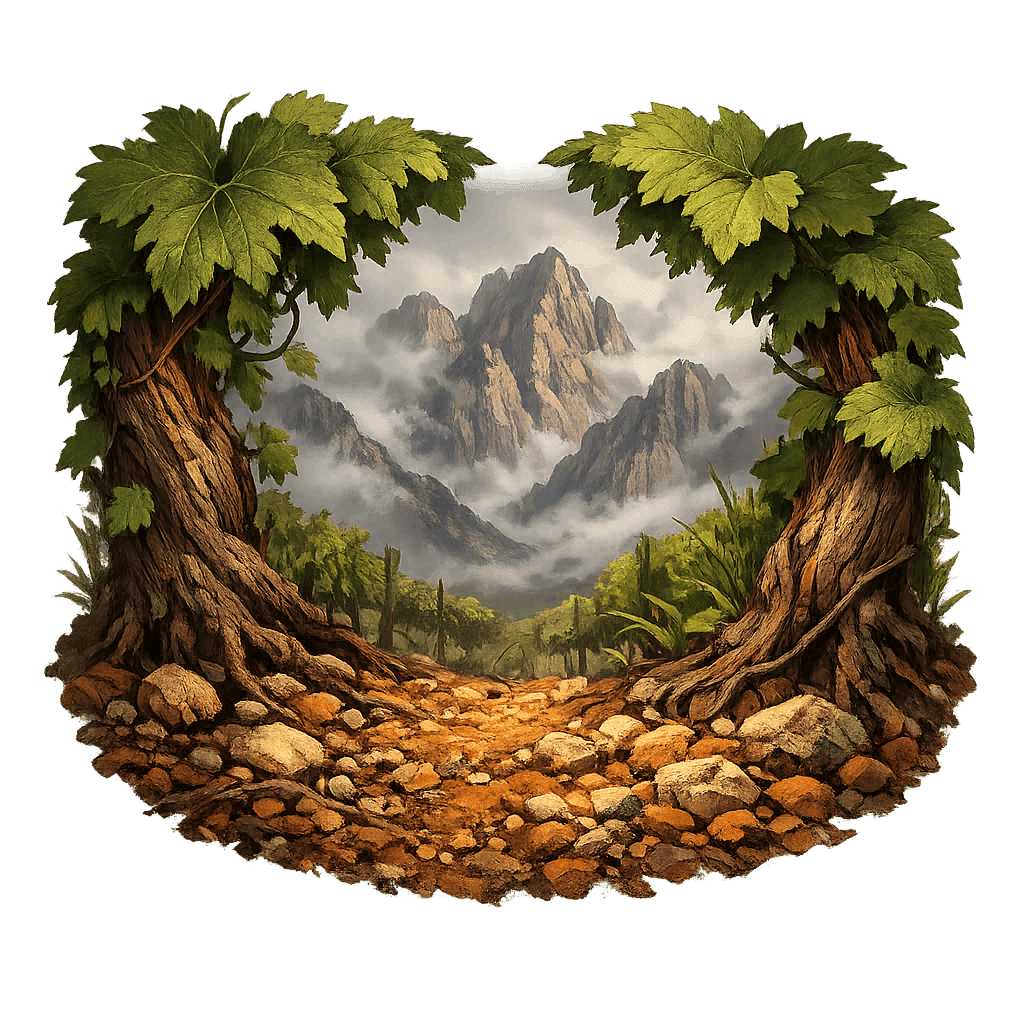 Detailed graphic of the Banghoek Valley wine region.