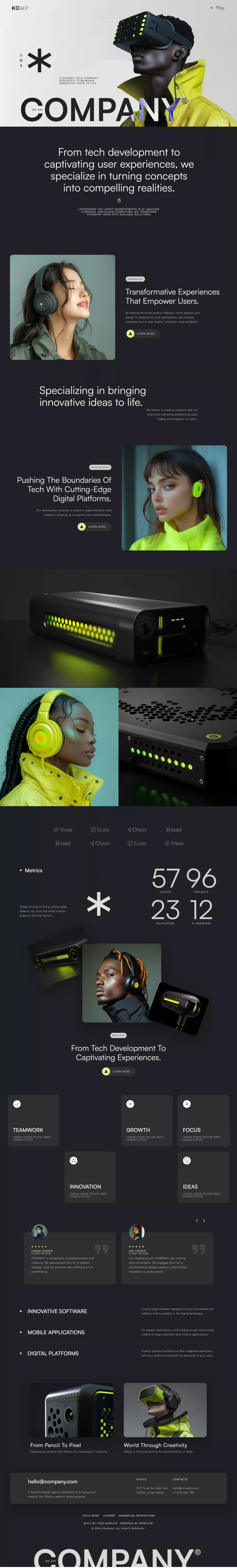 COMPANY - Webflow Ecommerce website temp portfolio page screenshot showcasing Design and Tech design