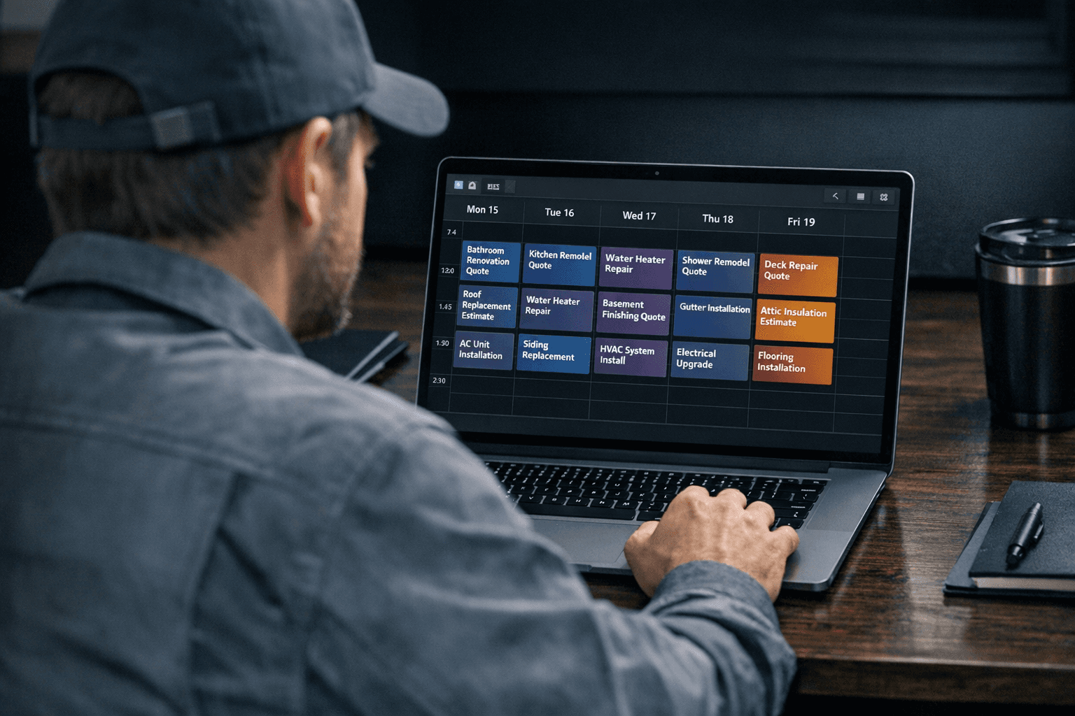 Contractor using marketing automation software to manage leads and job scheduling