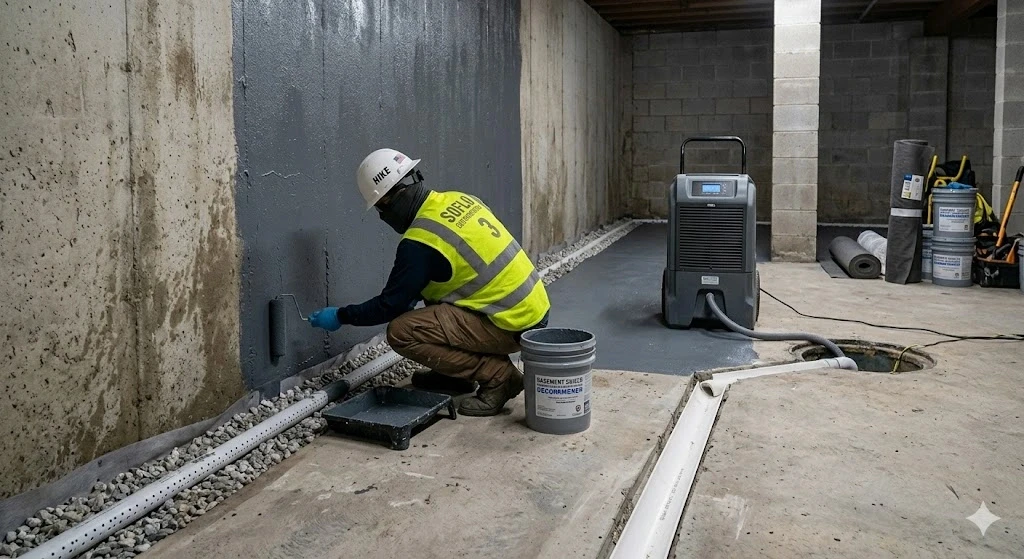 Below-grade waterproofing installation on a Fort Lauderdale foundation wall — Planet Construction FL
