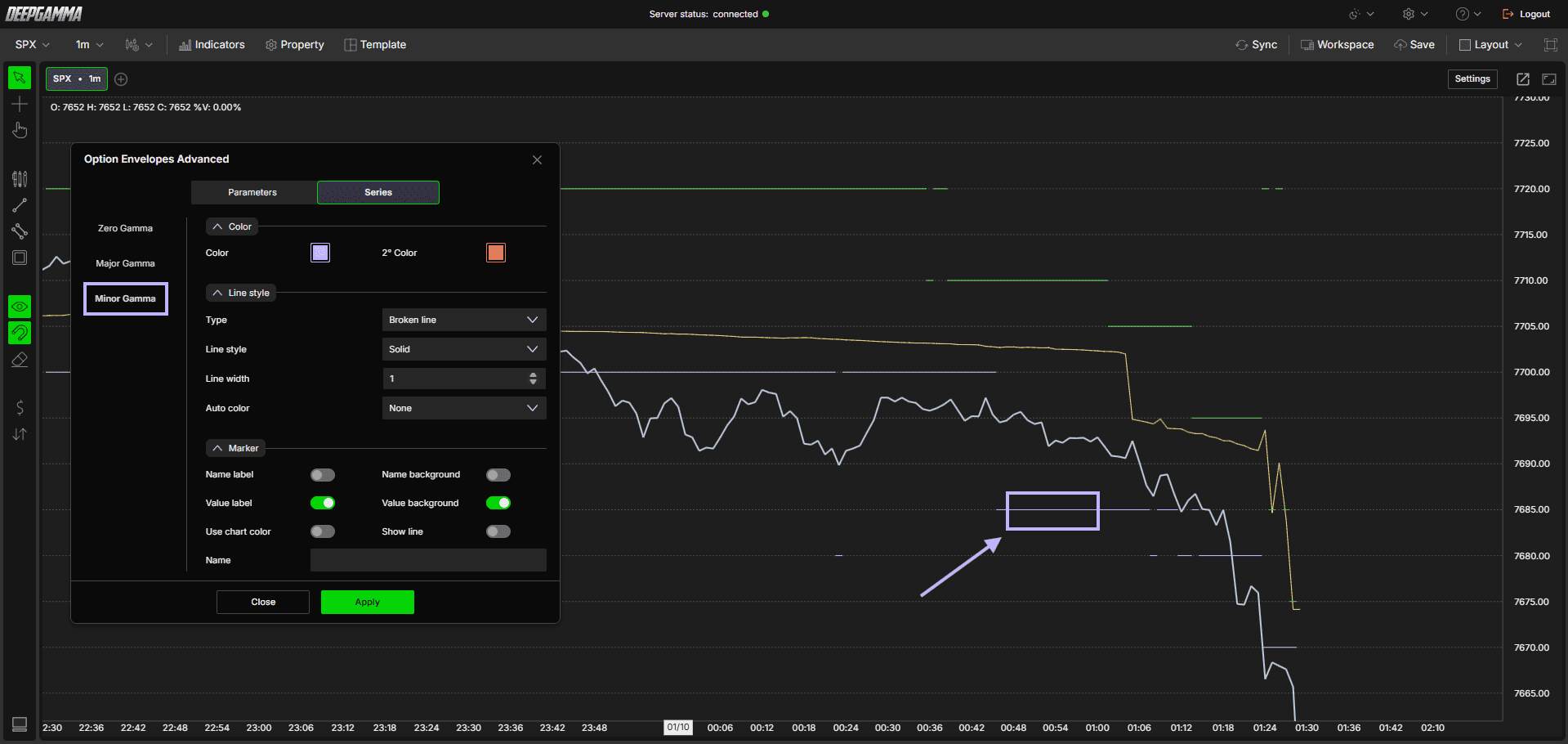 Option Envelopes Advanced - DeepGamma Web. Series. Captura 6.