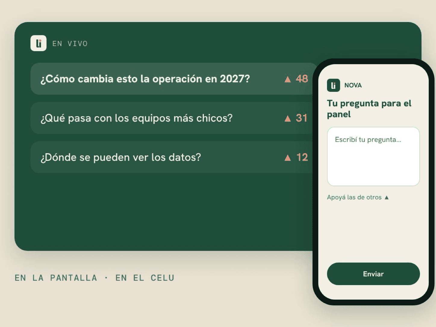 Preguntas del público: las preguntas más apoyadas en pantalla