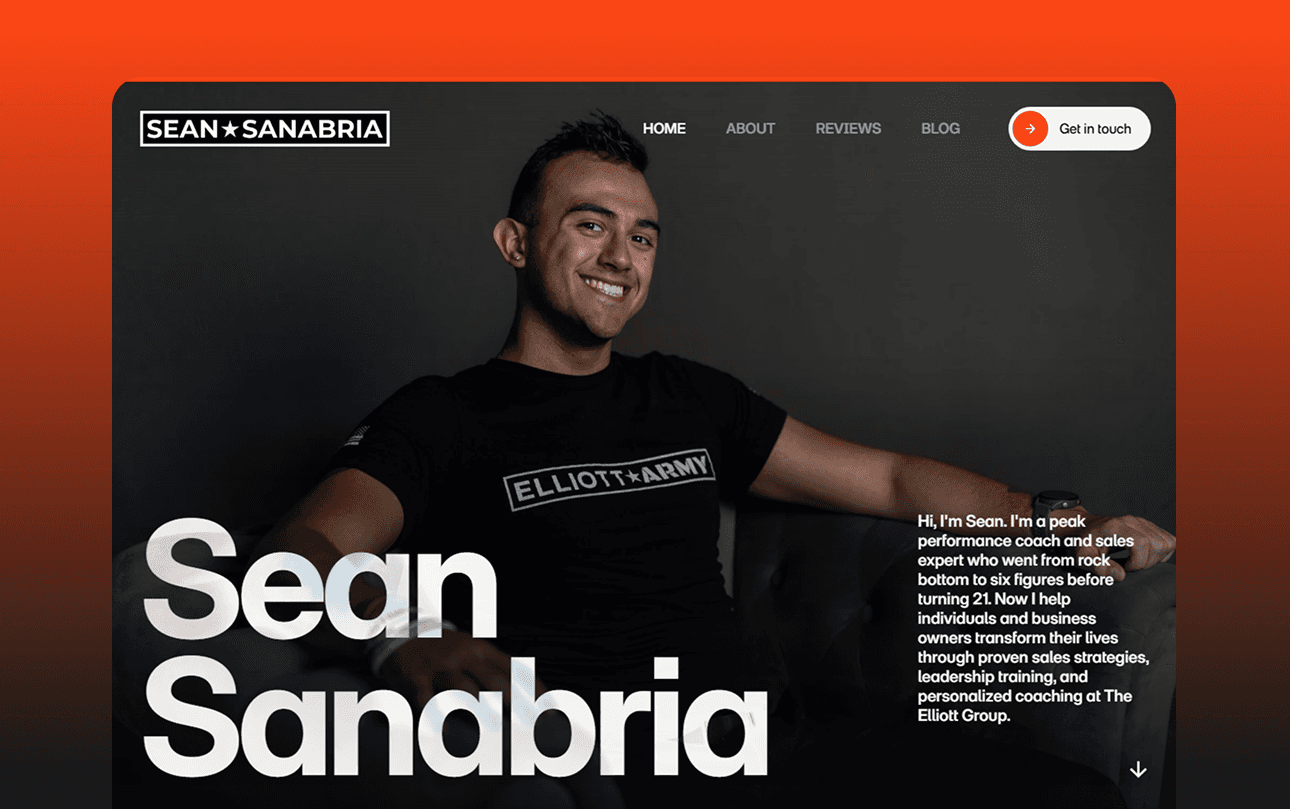 Sean's portfolio website homepage