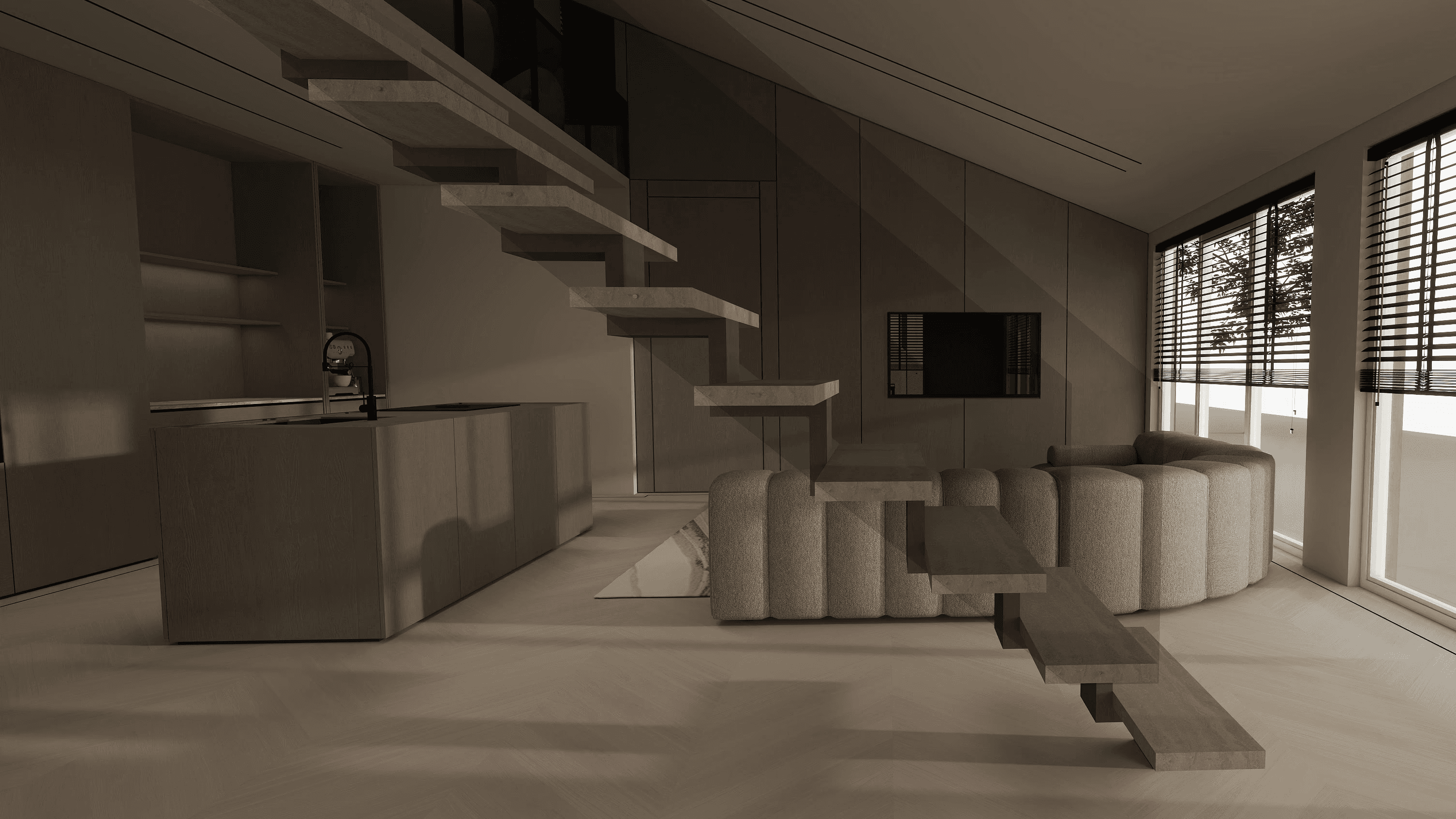 Ontwerp woonkamer/ keuken