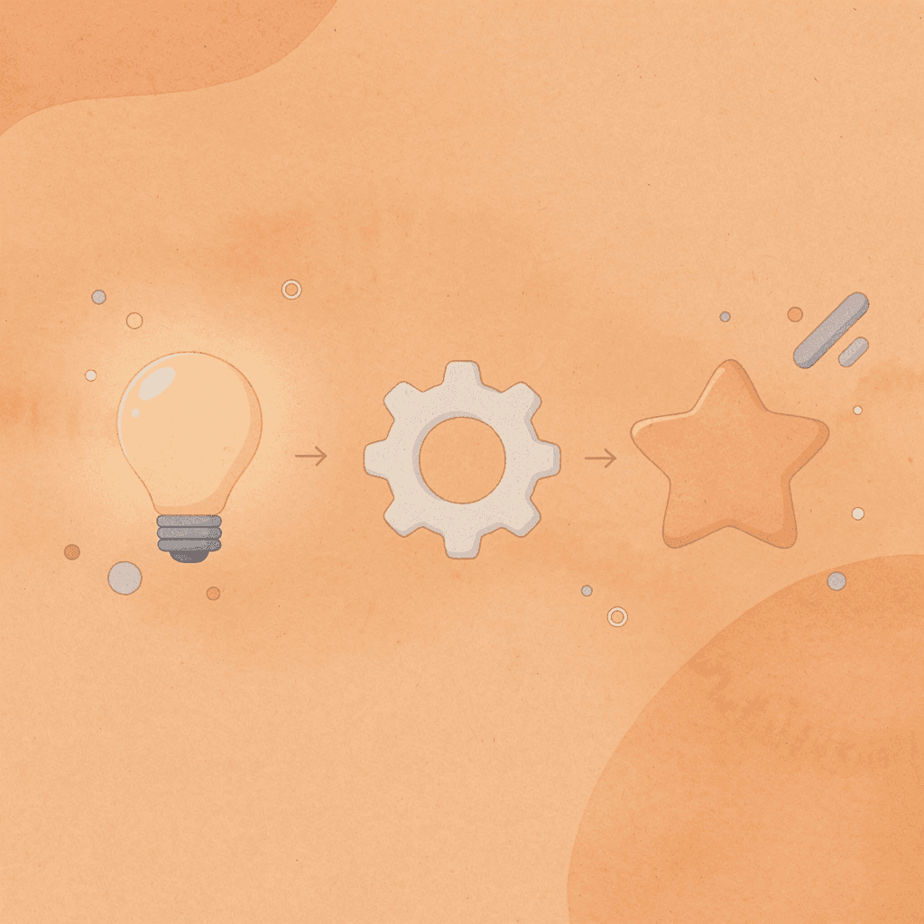 Three icons representing quick start process