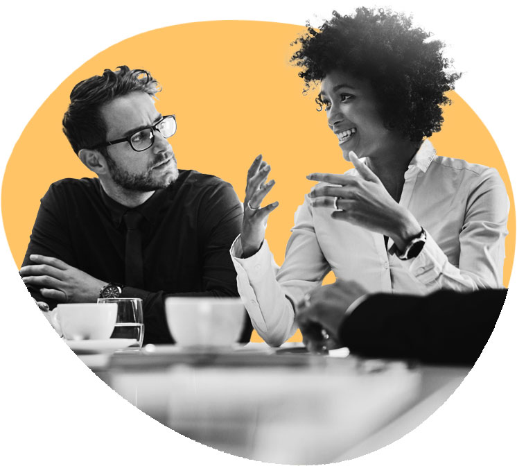 A creative business partner leading a brainstorm session