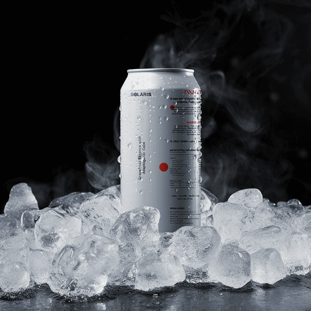 A can on ice with Label design on it.