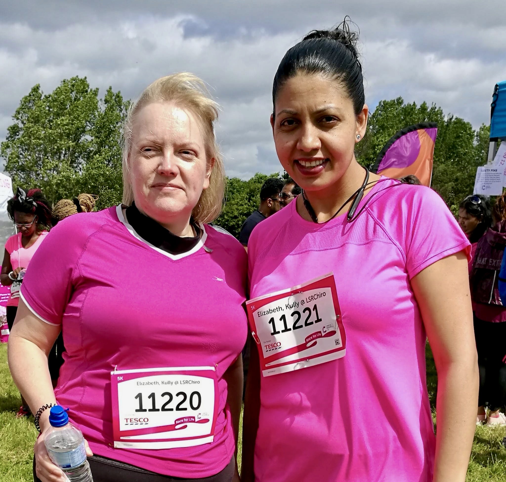 image showing liz and colleague after a run