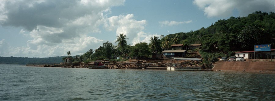 A small village at the edge of a Brokopondo lake in Suriname
